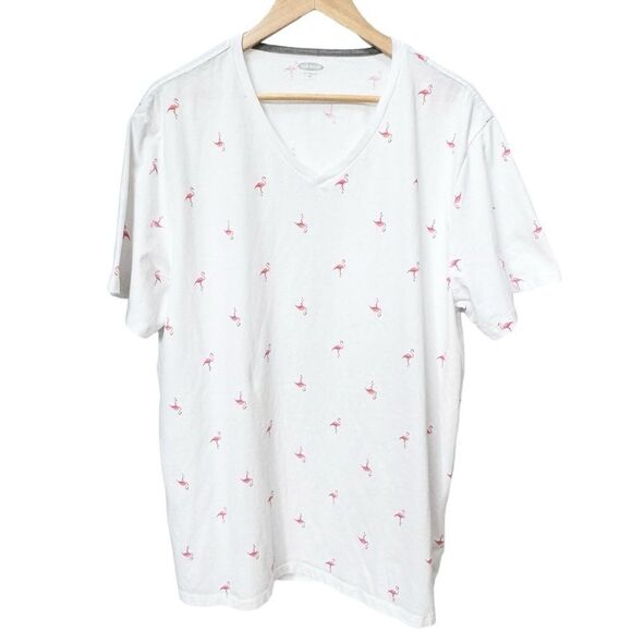 Old Navy Soft Washed Short Sleeve Flamingo Print White & Pink T-Shirt. XXL. - Picture 1 of 6
